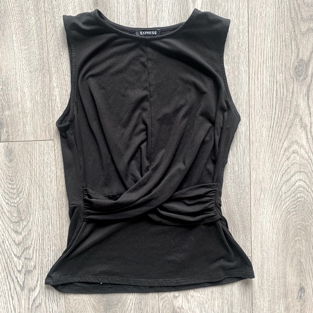 Express Twist Front Black Tank Top